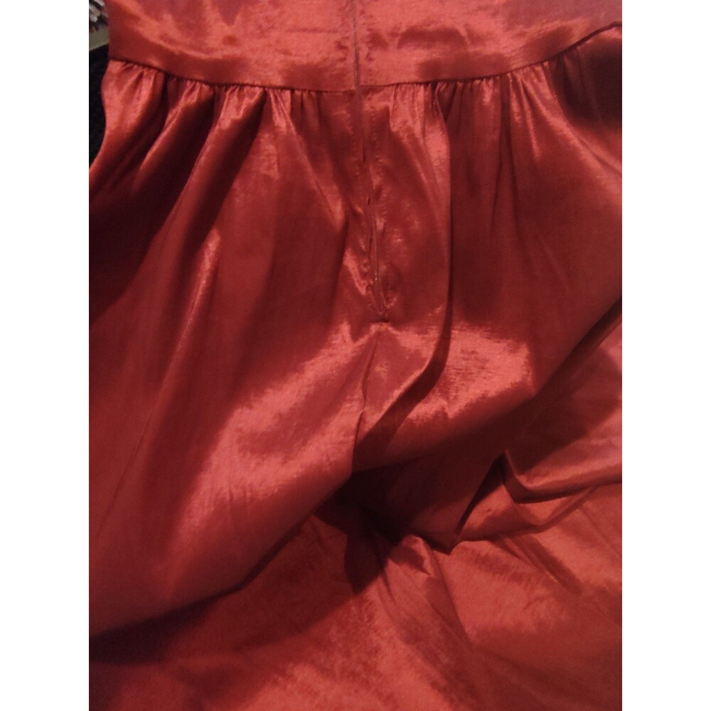 Beautiful B Smart Formal Shiny Red Gown w Waterfall Hem High Low Train SZ 7 - Picture 9 of 9